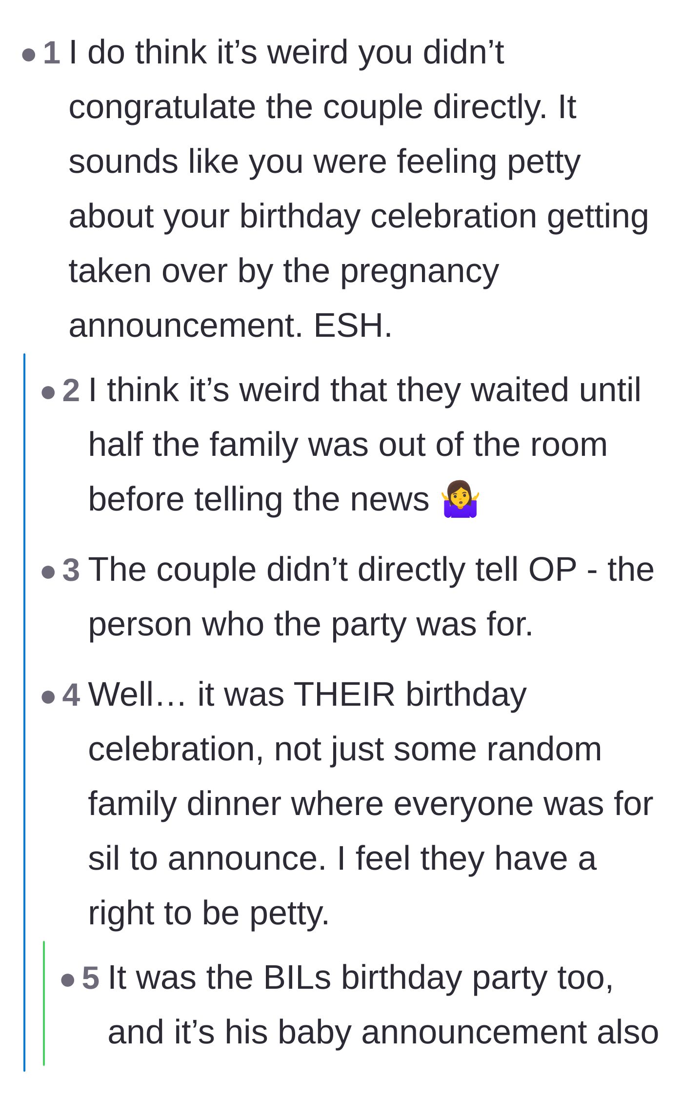 Comment thread 6 - Arguing over whether the sneaky announcement justified a petty reaction