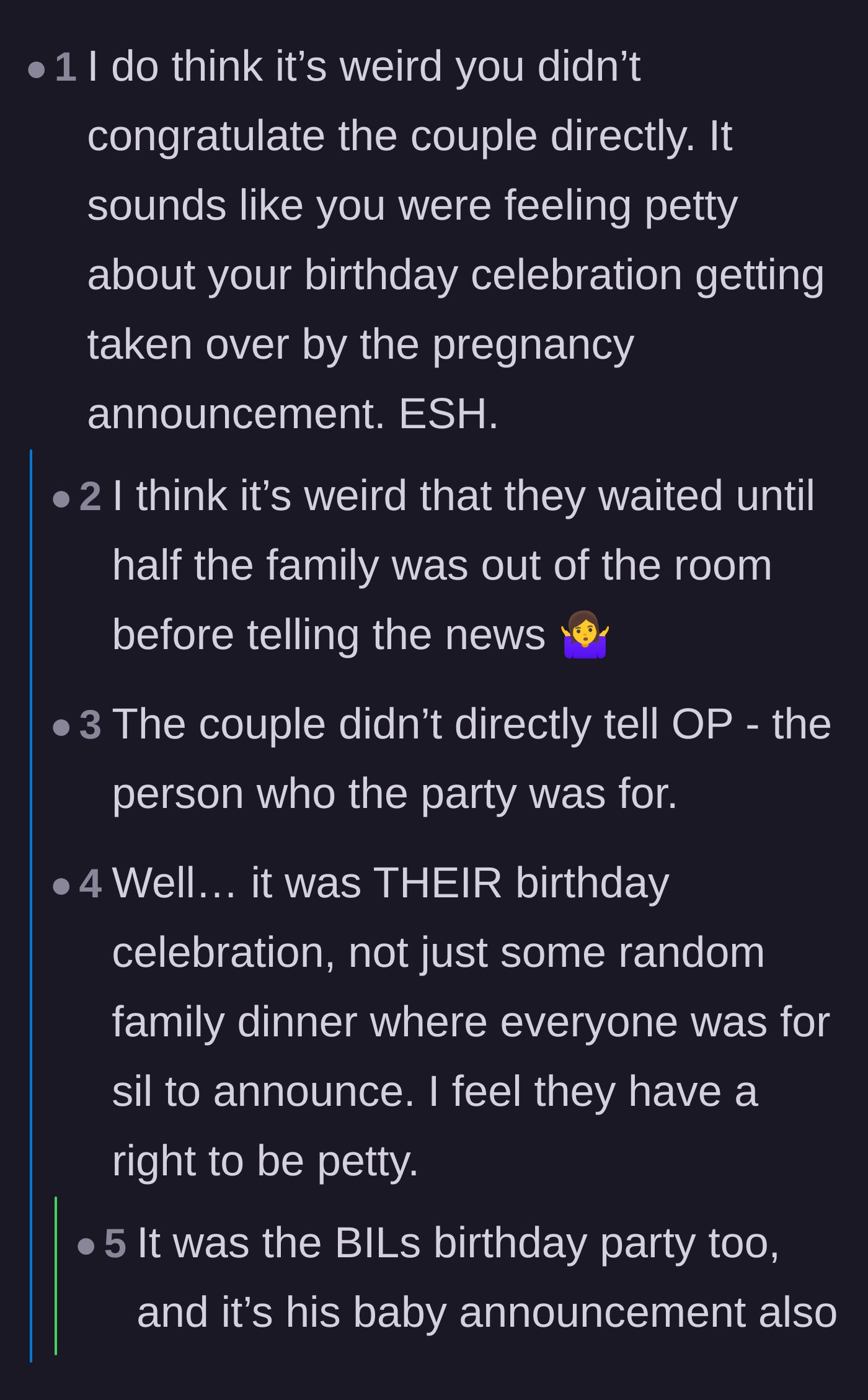 Comment thread 6 - Arguing over whether the sneaky announcement justified a petty reaction