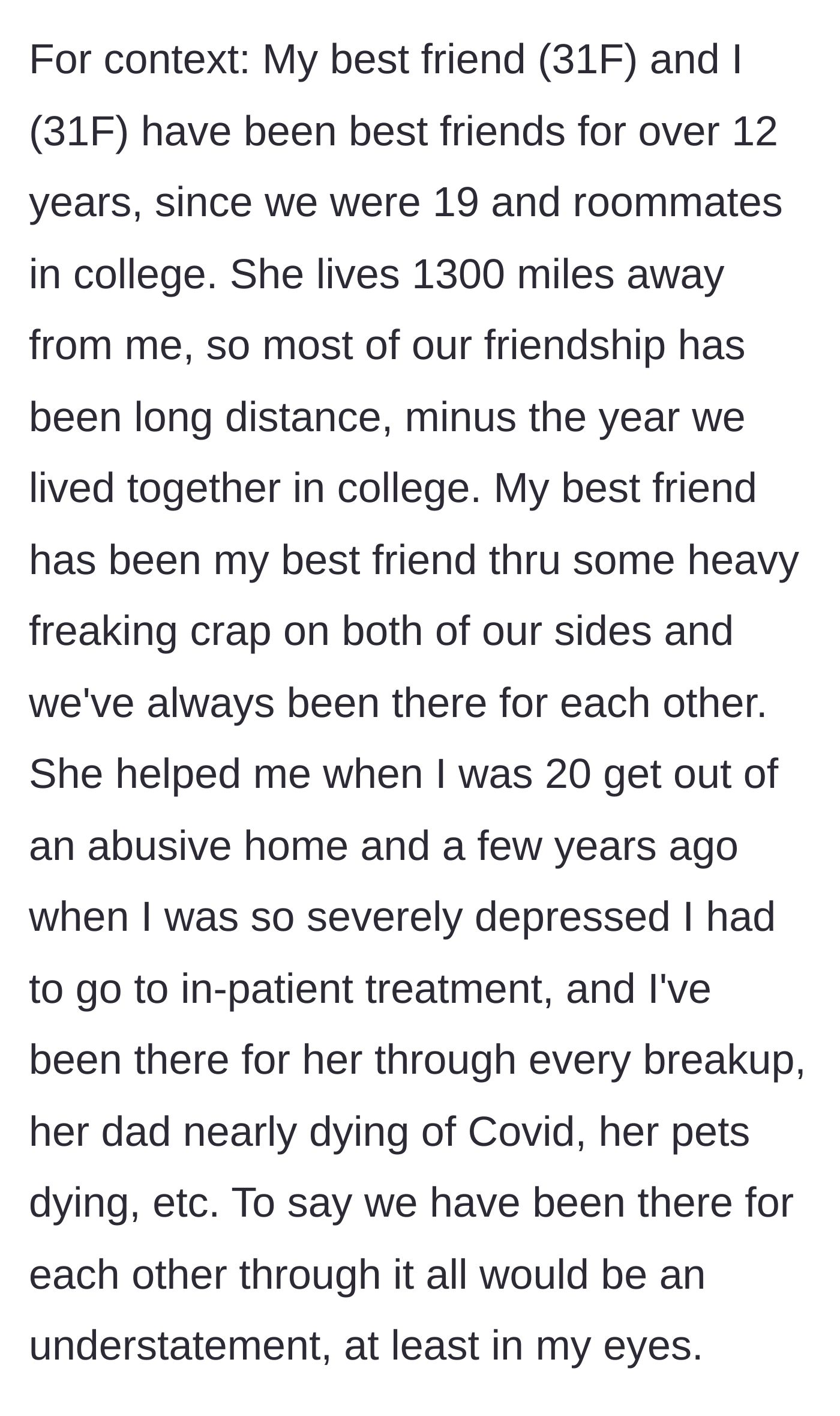 12 years of deep friendship and trauma bonding.