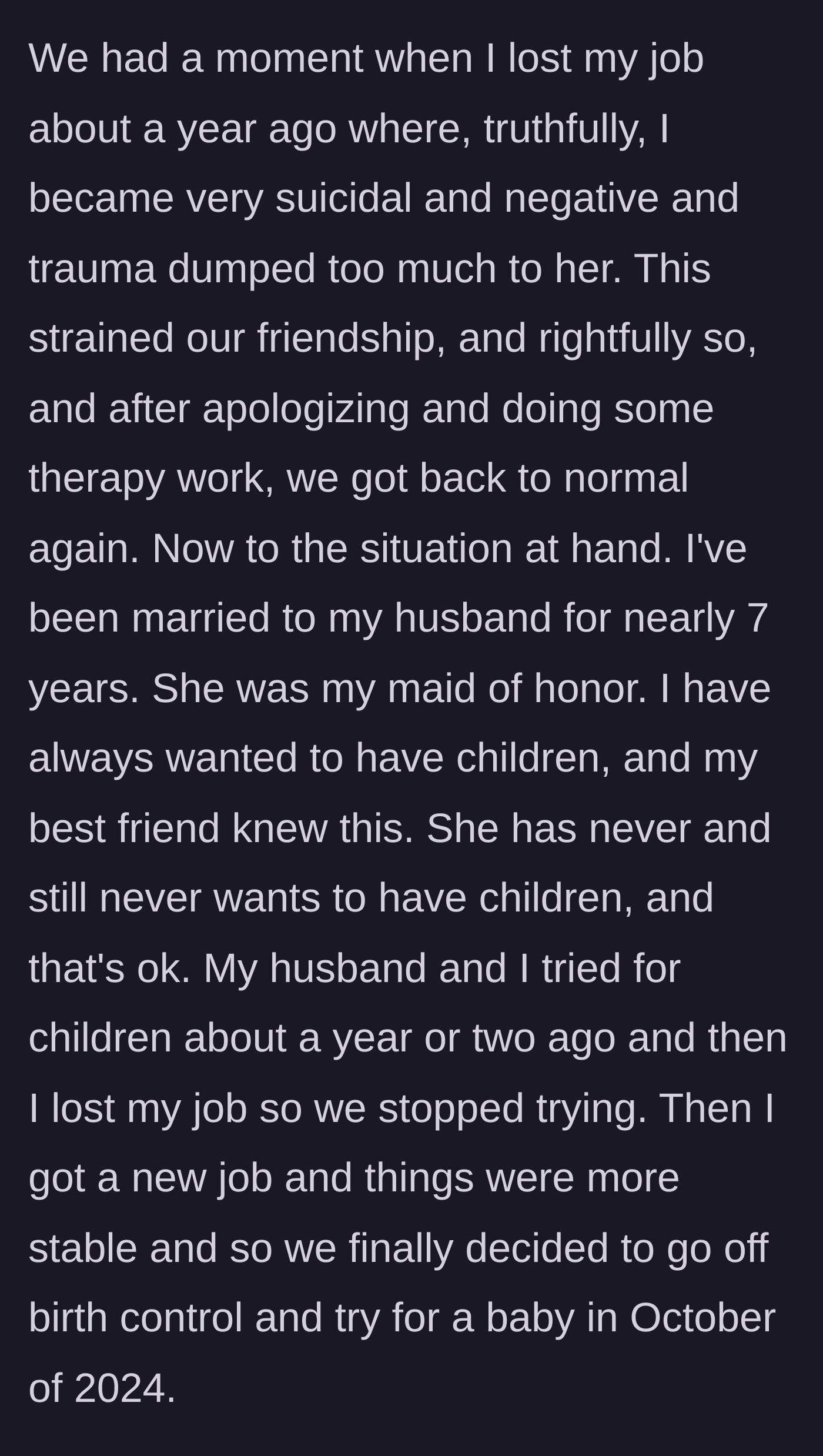 Apologizing for leaning on a friend during a suicidal depressive episode.