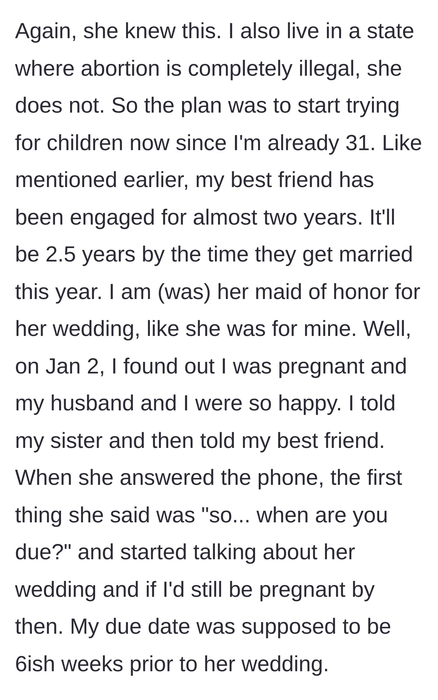 Announcing the long-awaited pregnancy only to be met with a cold wedding timeline check.