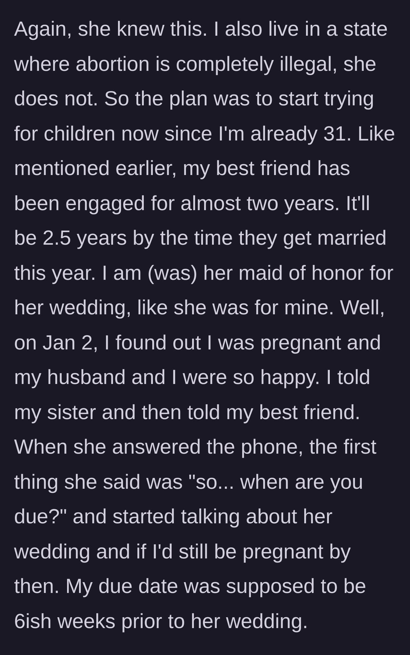 Announcing the long-awaited pregnancy only to be met with a cold wedding timeline check.