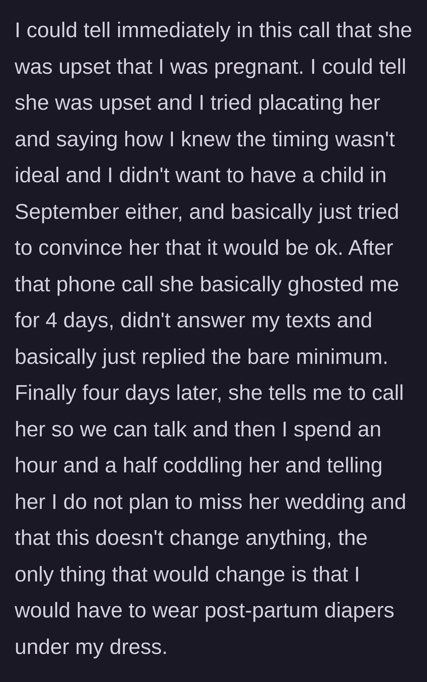 Begging and coddling a bride for getting pregnant.
