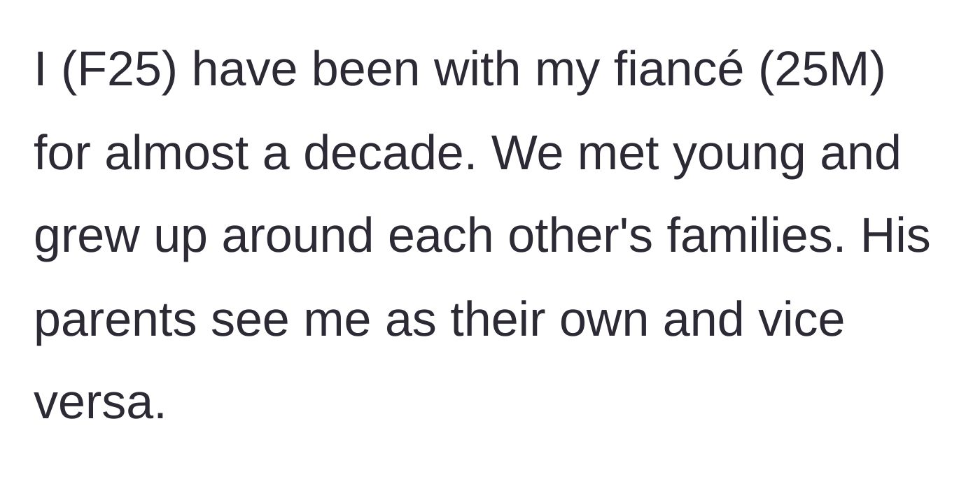 Story part 1 - A young couple of ten years who grew up together and share incredibly close bonds with each other's families.