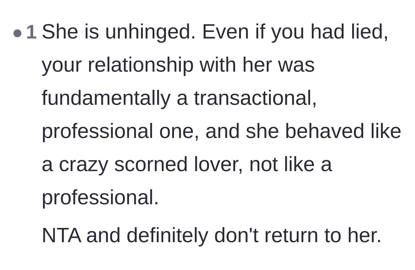 Comment thread 1 - Discussing the transactional nature of the stylist-client relationship