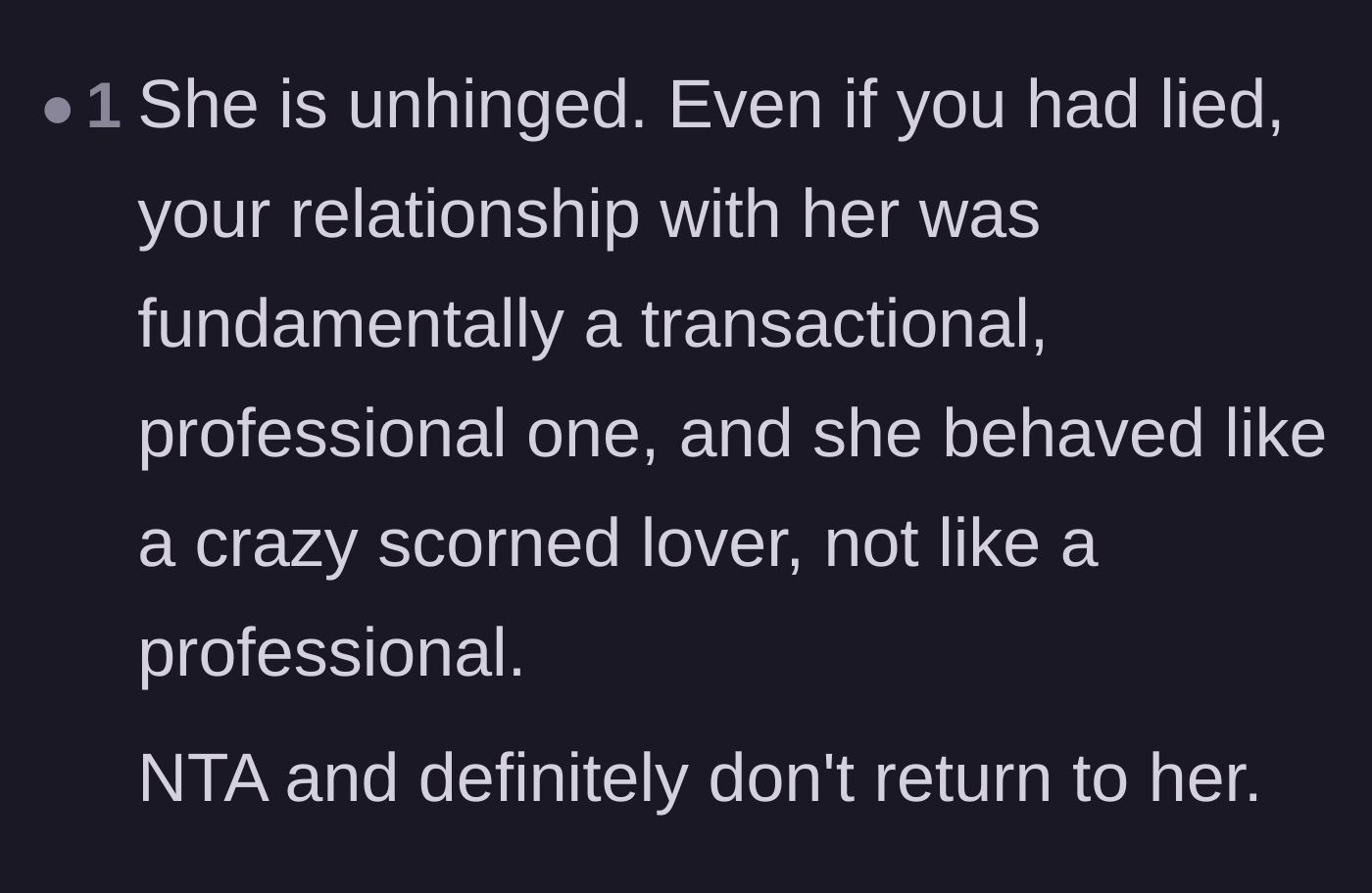 Comment thread 1 - Discussing the transactional nature of the stylist-client relationship