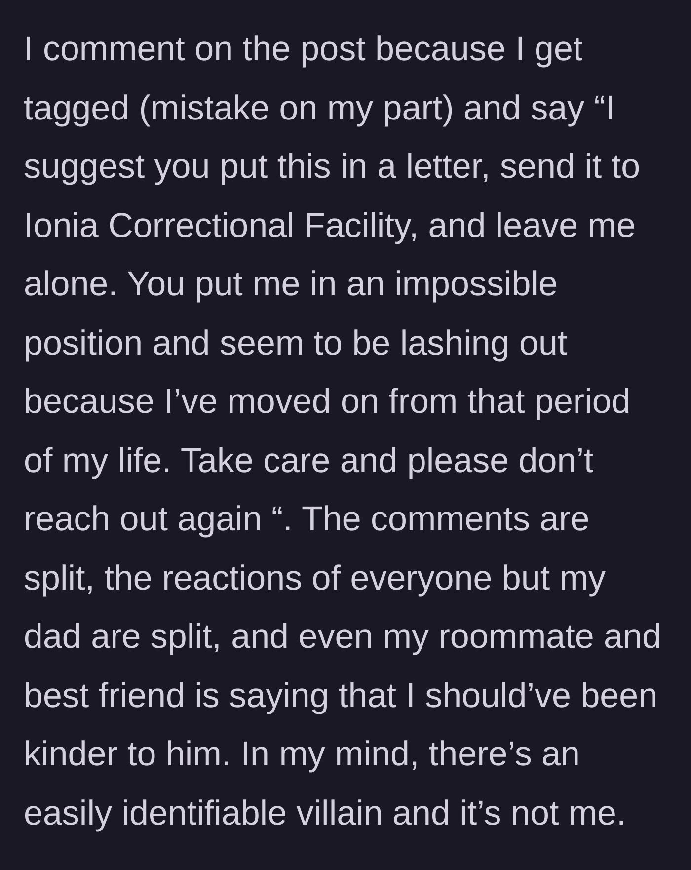 Story part 10 - The narrator firing back in the comments, drawing a strict boundary as friends and strangers remain divided.