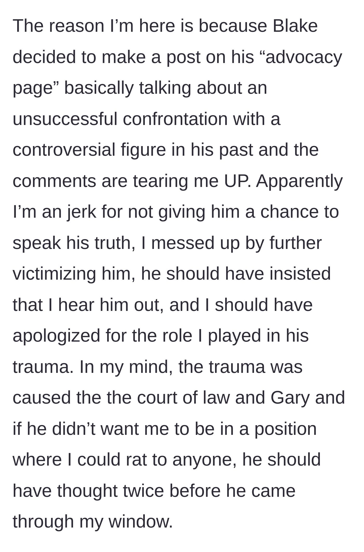 Story part 9 - The friend posting about the encounter on an advocacy page, leading to public backlash against the narrator.
