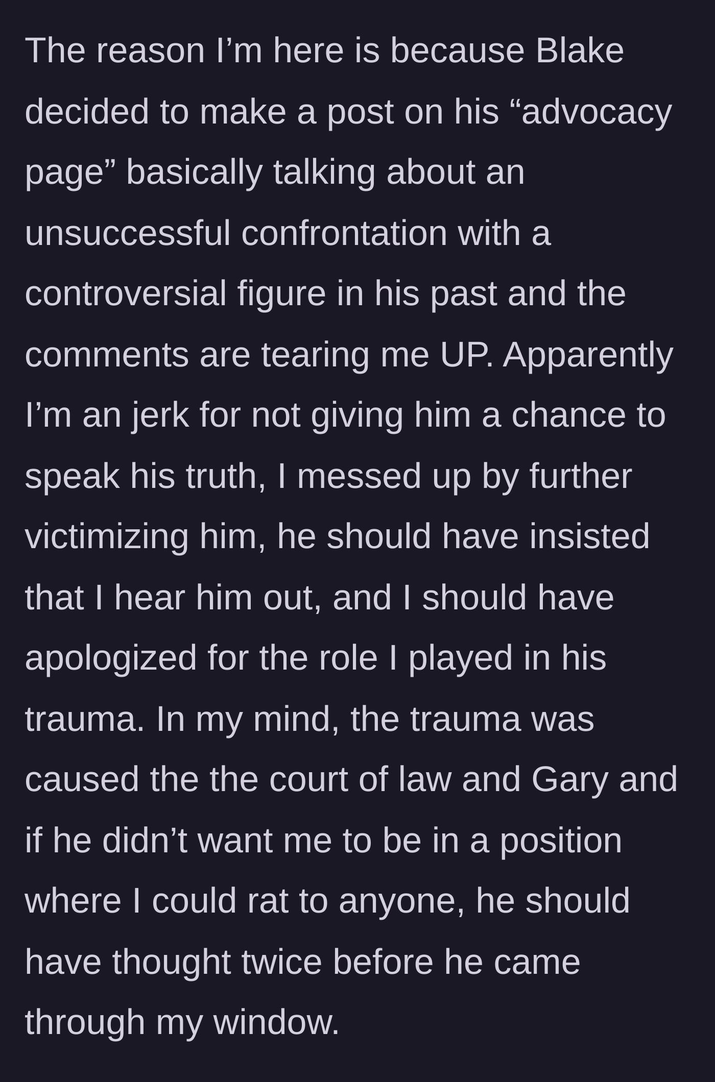 Story part 9 - The friend posting about the encounter on an advocacy page, leading to public backlash against the narrator.
