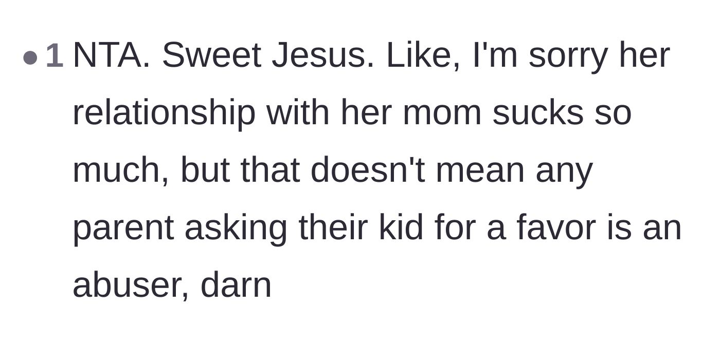 Comment thread 1 - Differentiating between a simple favor and parental abuse