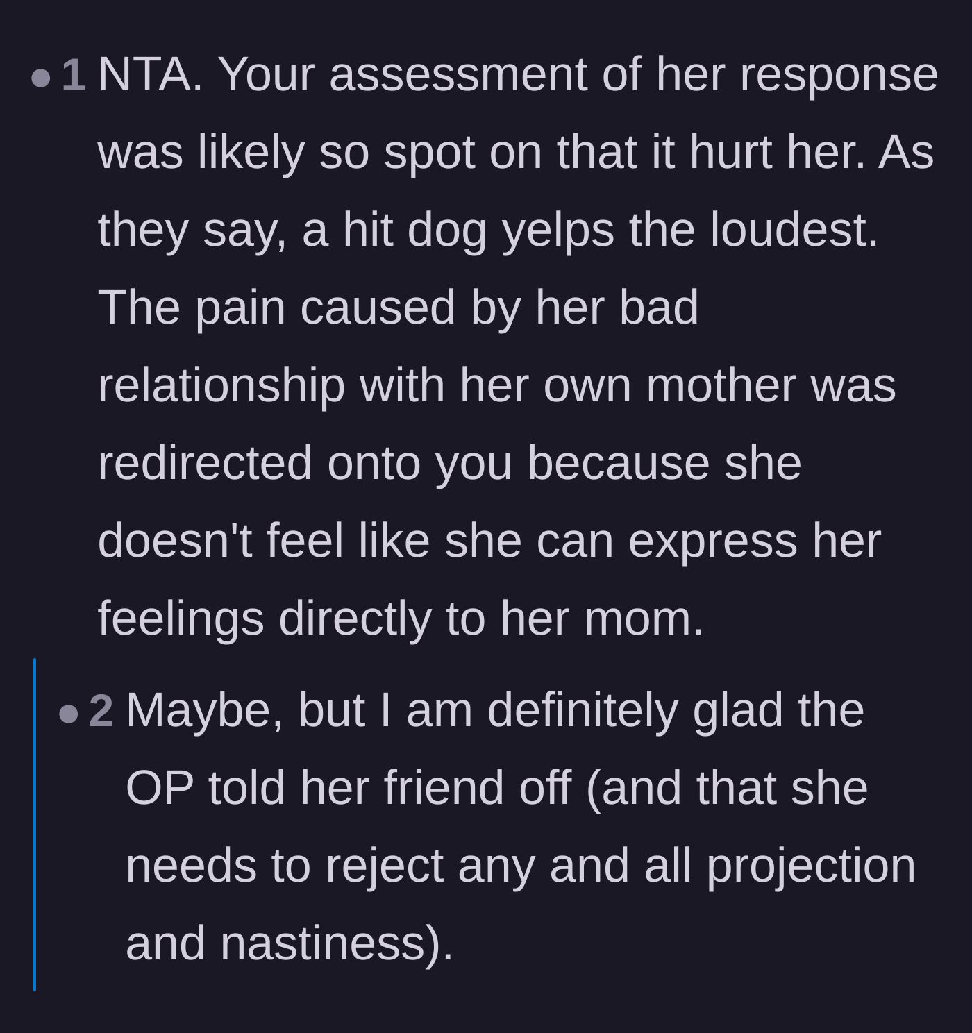 Comment thread 3 - Explaining why the friend reacted so defensively to the truth