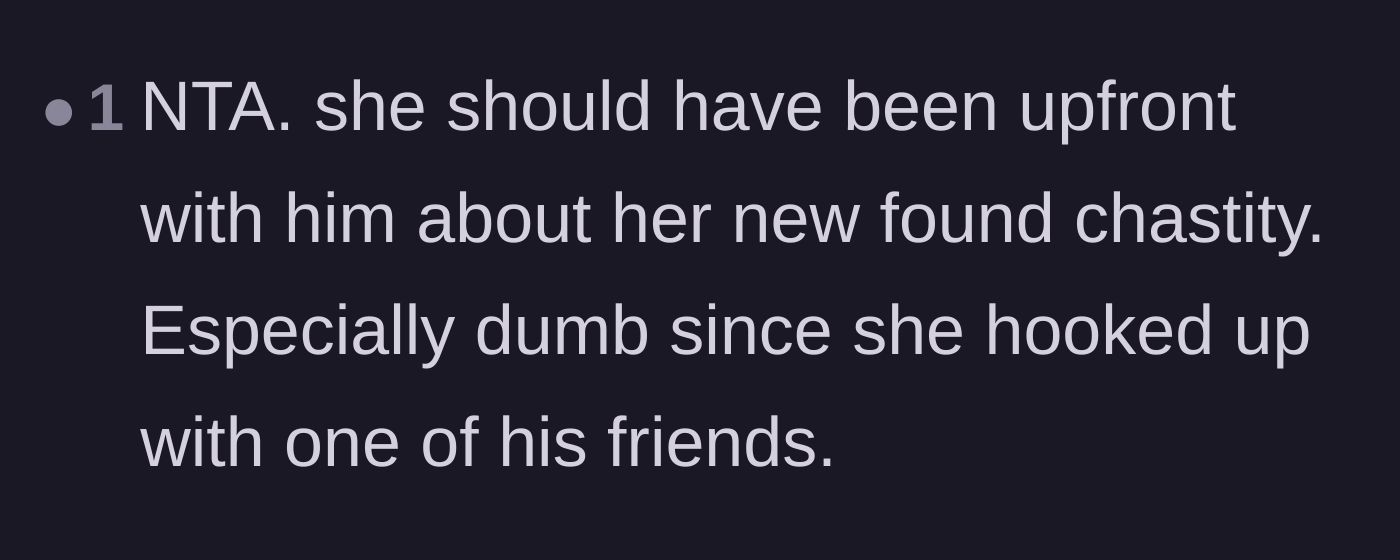 Comment thread 1 - A comment pointing out how foolish it was for the girlfriend to lie while dating within the same friend group.