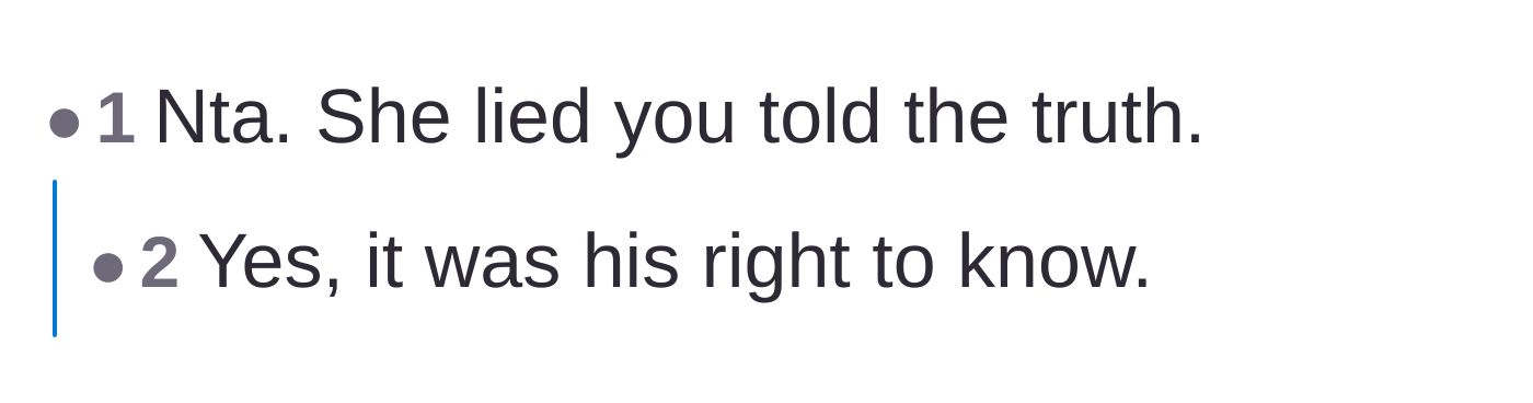 Comment thread 4 - A straightforward take declaring that the girlfriend lied and the friend simply delivered the truth.