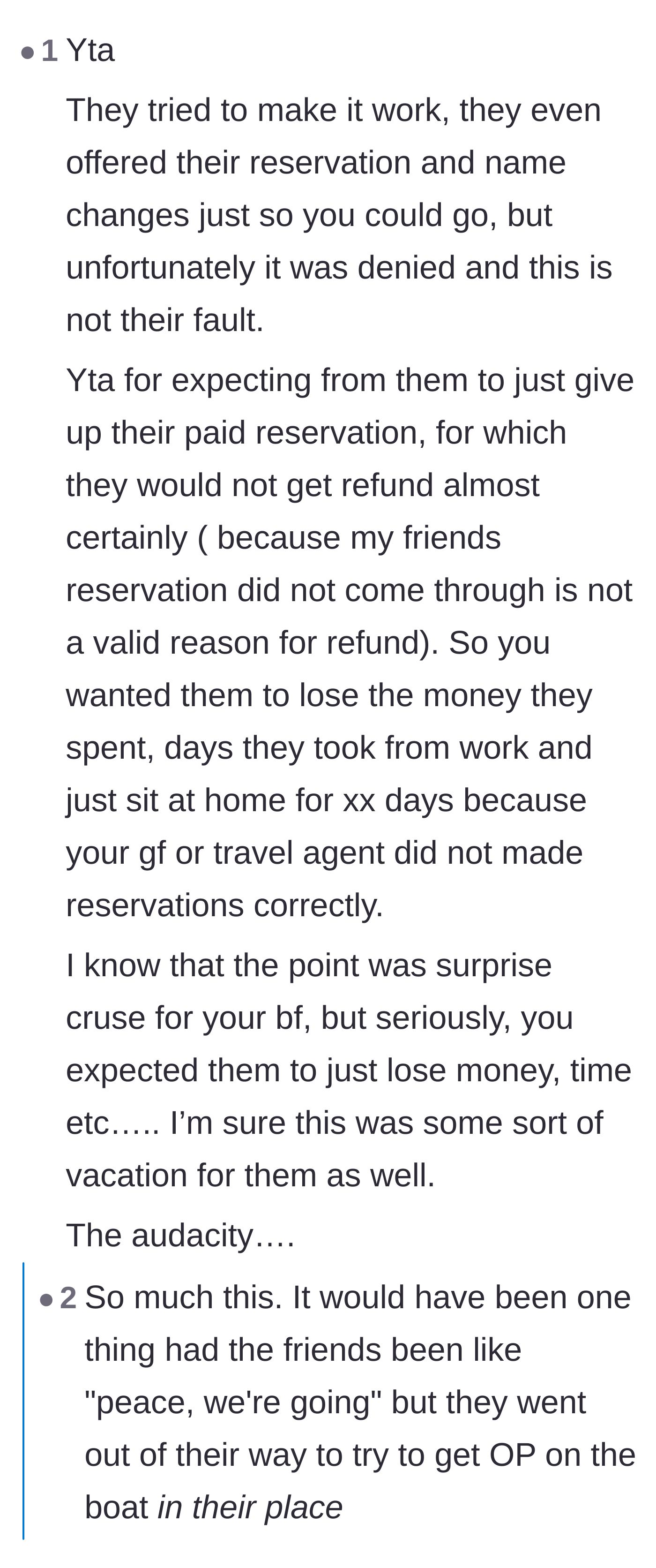 Comment thread 4 - Highlighting that the friends actually tried to sacrifice their own room for the birthday boy.