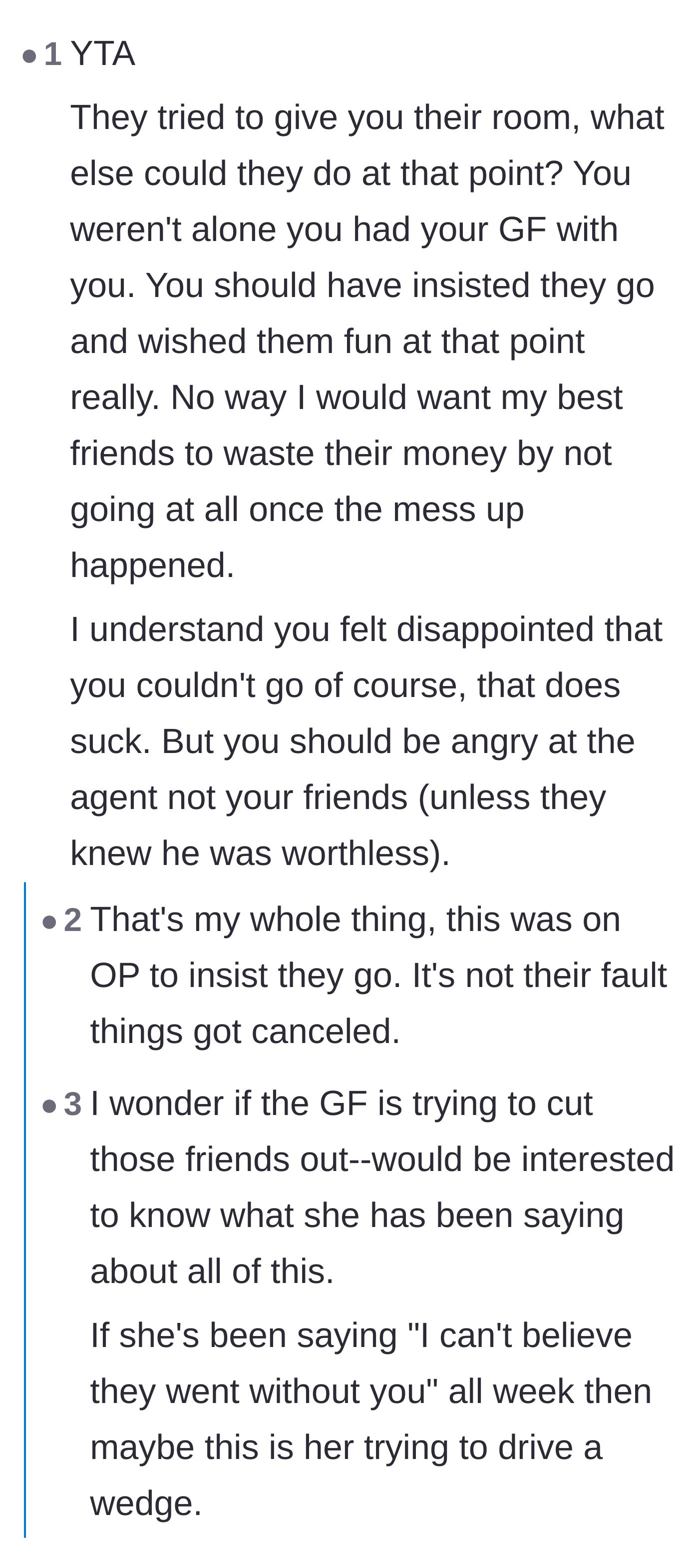 Comment thread 5 - Theories that the girlfriend might be intentionally isolating the main character from his friends.