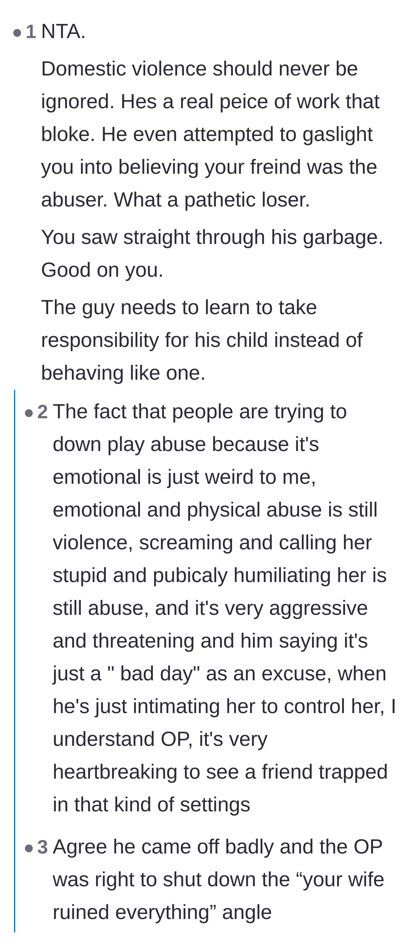 Comment thread 2 - Readers validate that emotional abuse and public humiliation are forms of domestic violence, sharing resources on how to safely leave.