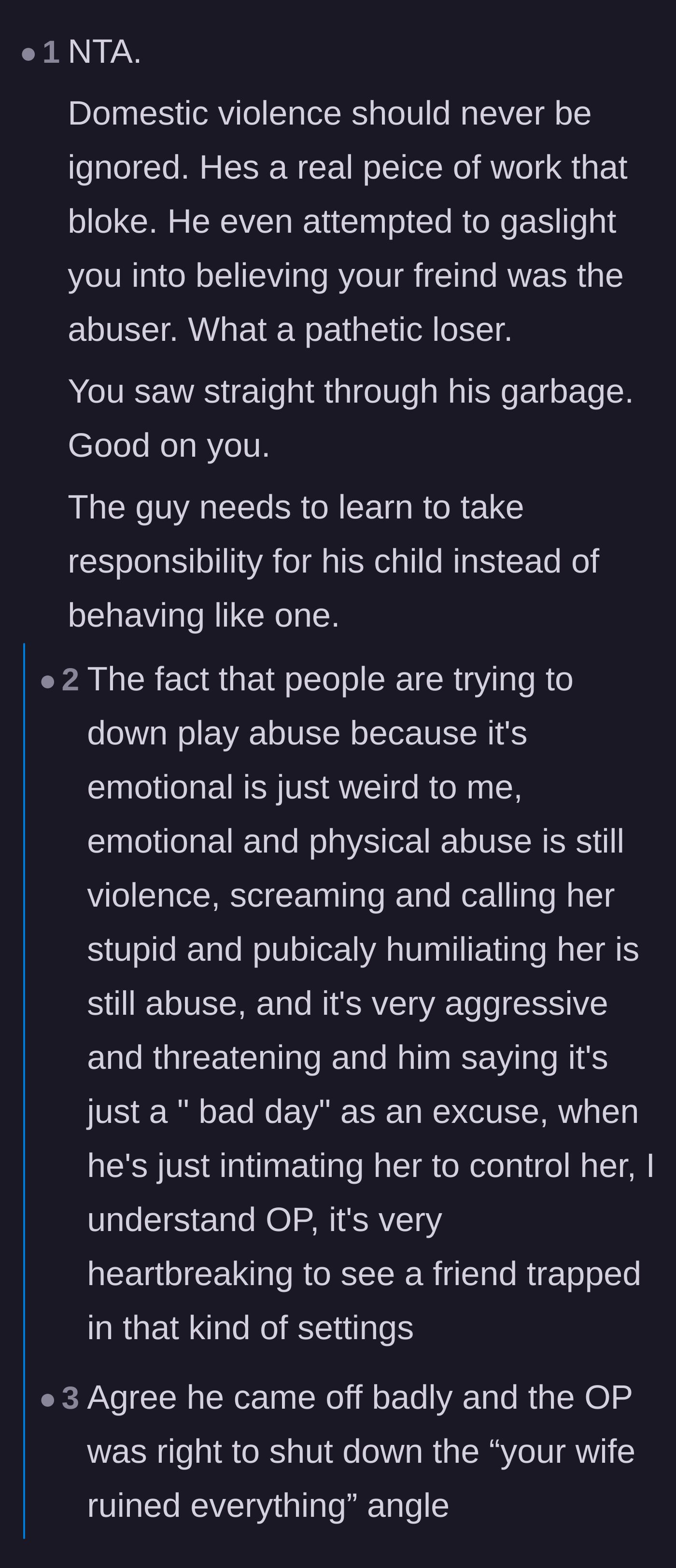 Comment thread 2 - Readers validate that emotional abuse and public humiliation are forms of domestic violence, sharing resources on how to safely leave.