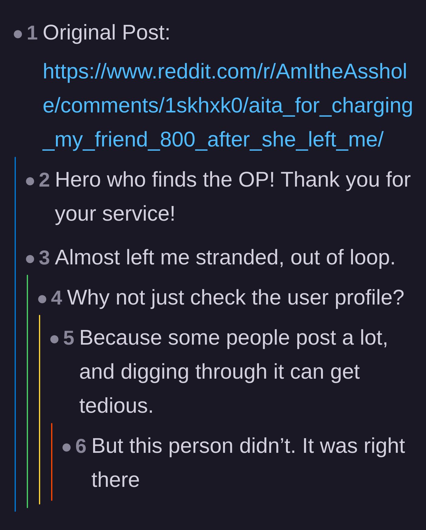 Comment thread 2 - Readers thanking each other for linking the original post for context.