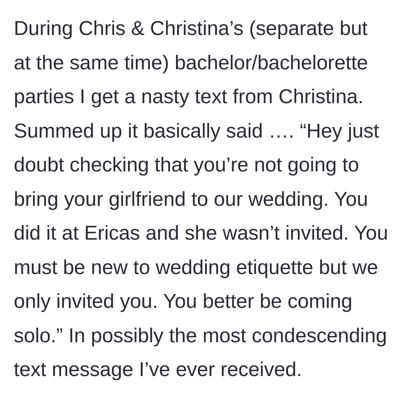 Story part 4 - A glowing smartphone screen displaying a viciously condescending text message.