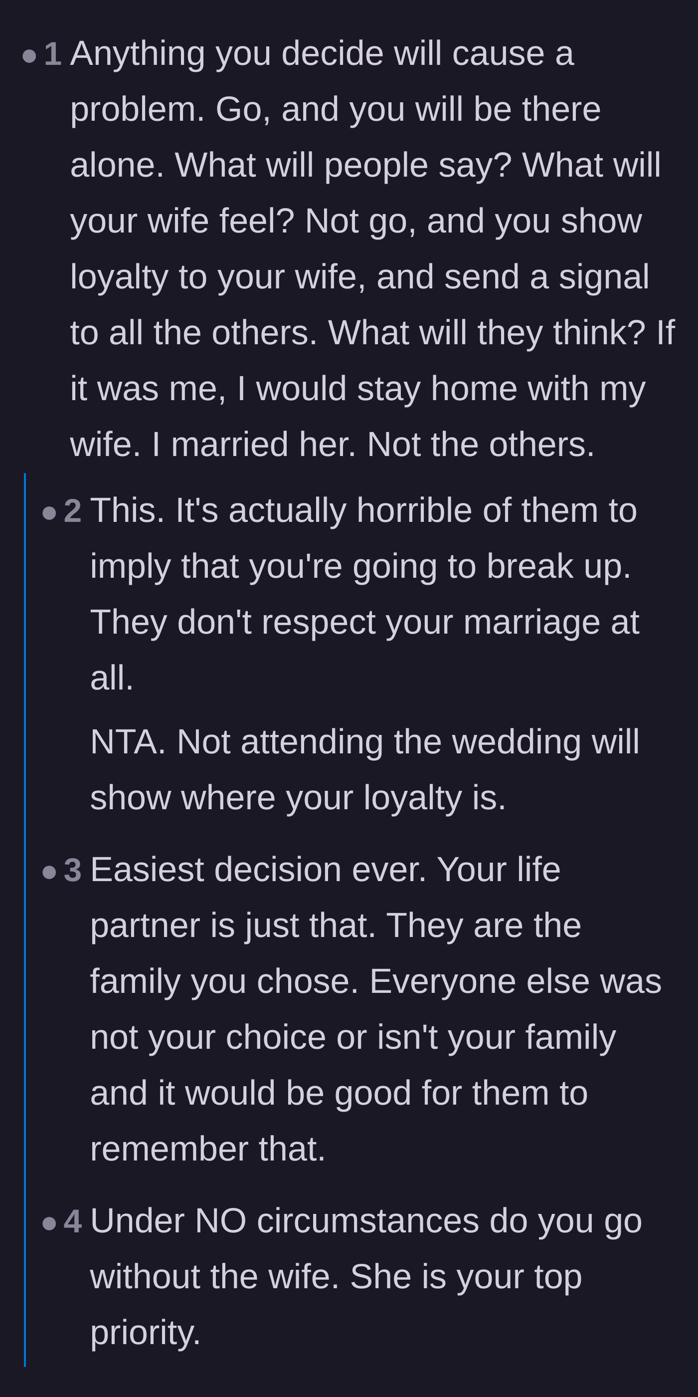 Comment thread 1 - Readers dissect the blatant disrespect of predicting a couple's breakup just to justify a wedding snub.