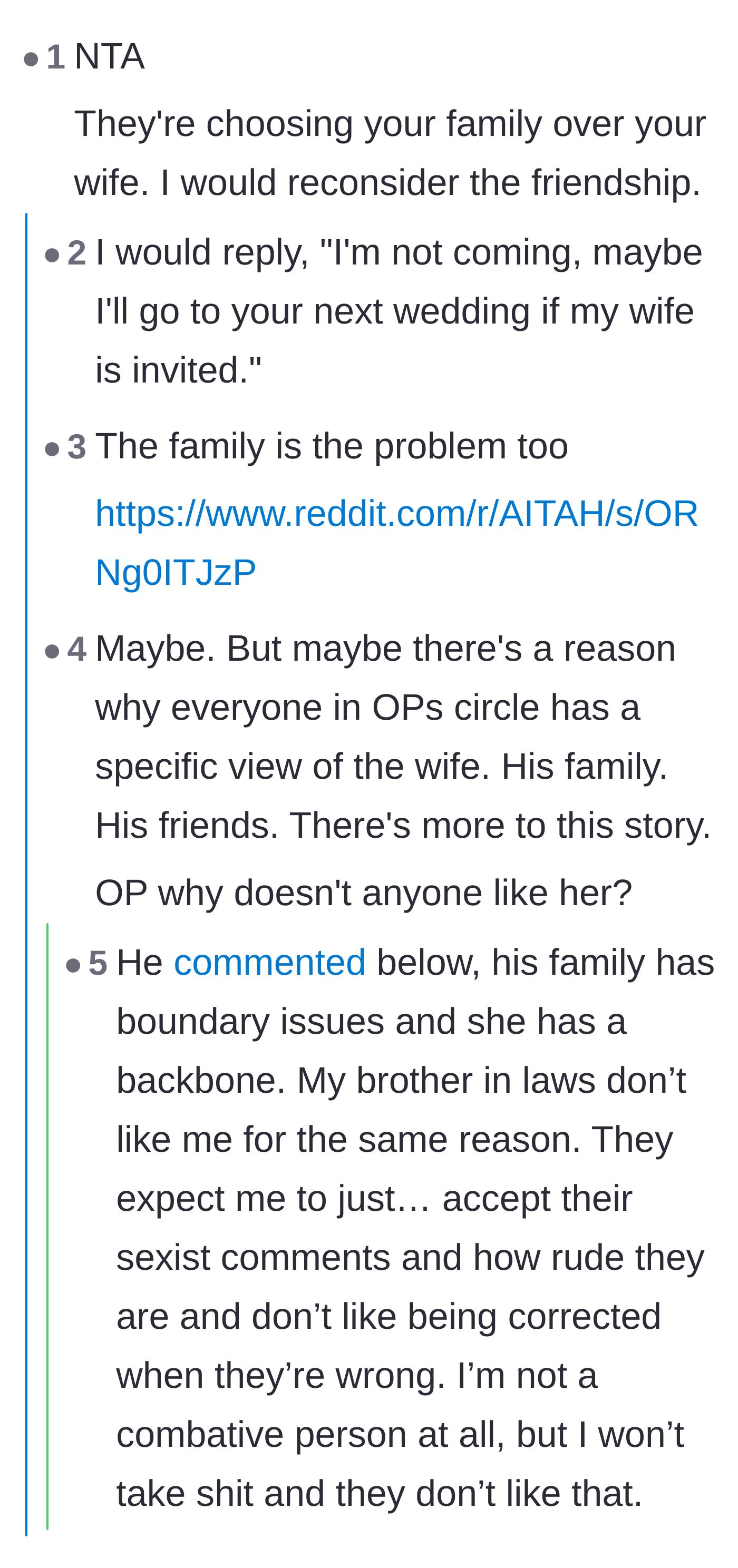 Comment thread 2 - A discussion on how enforcing healthy boundaries often makes entitled families paint you as the villain.