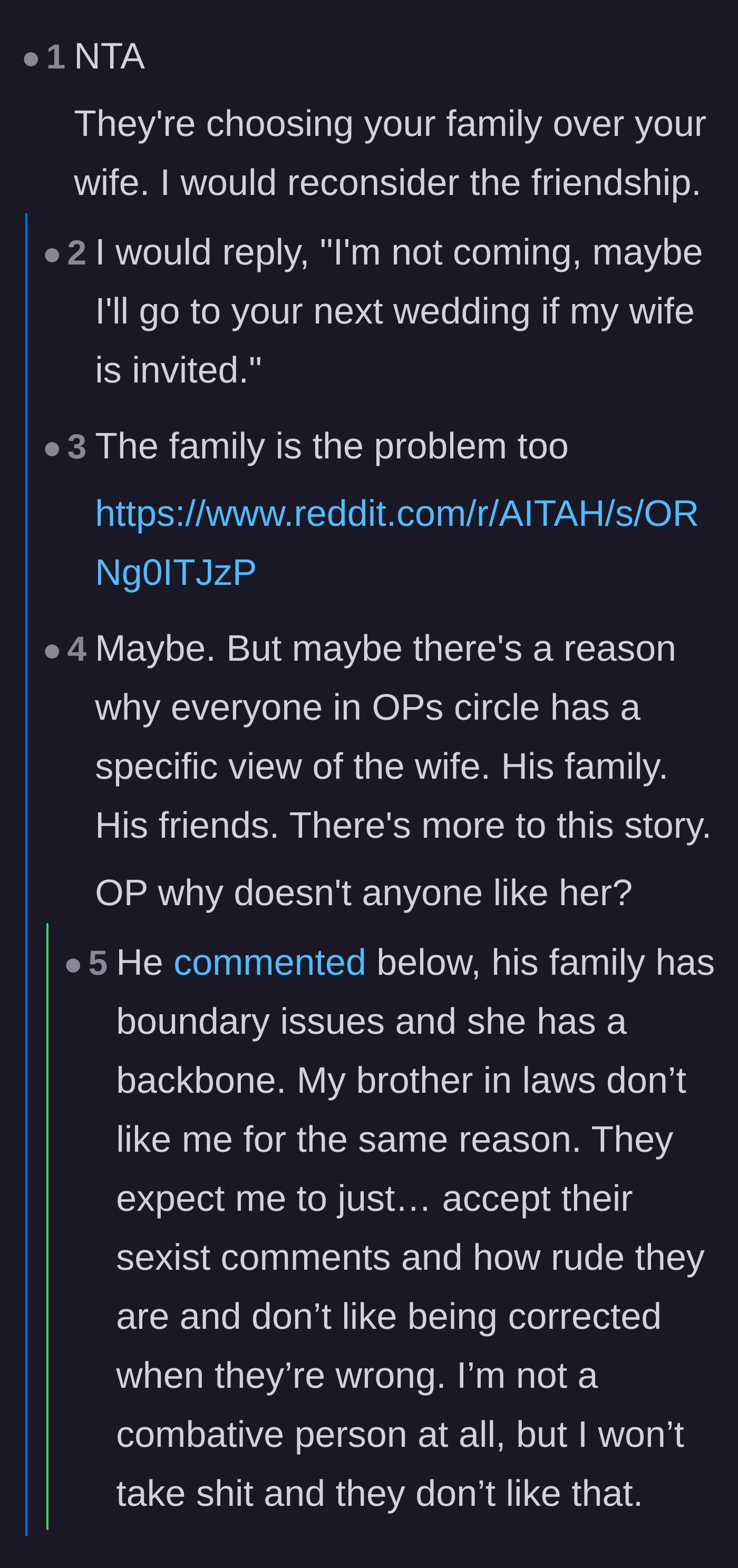 Comment thread 2 - A discussion on how enforcing healthy boundaries often makes entitled families paint you as the villain.