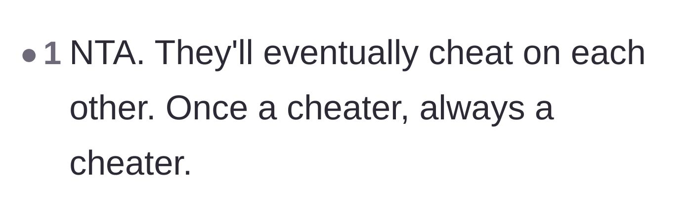 Comment thread 3 - A blunt prediction that the sister and her new boyfriend will eventually betray each other.