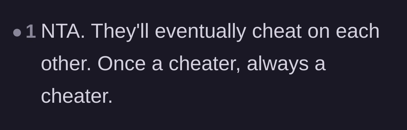 Comment thread 3 - A blunt prediction that the sister and her new boyfriend will eventually betray each other.