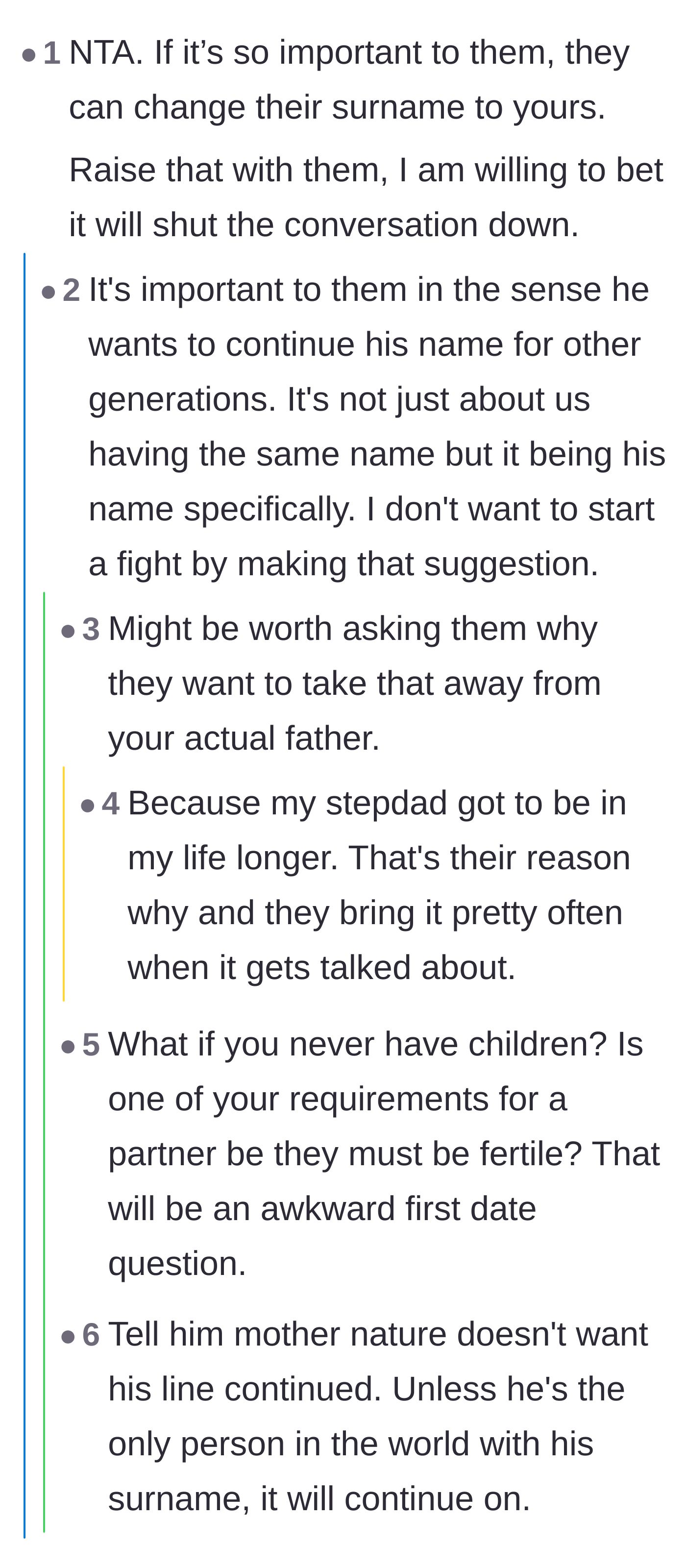 Comment thread 2 - Commenters express absolute disgust at the stepfather's reasoning that he deserves the name simply because he has outlived the boy's deceased father.
