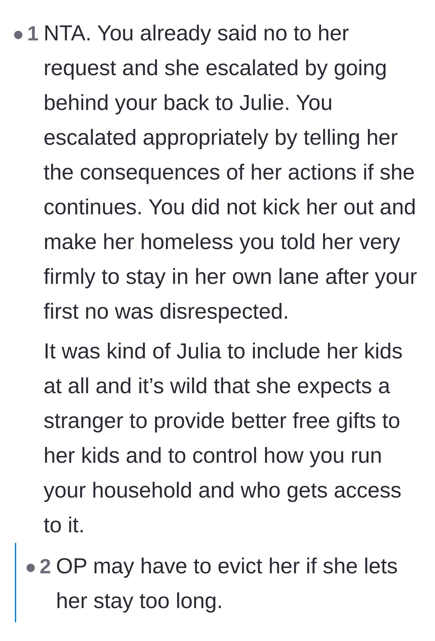 Comment thread pointing out that setting firm consequences for bad behavior isn't the same thing as making someone homeless.