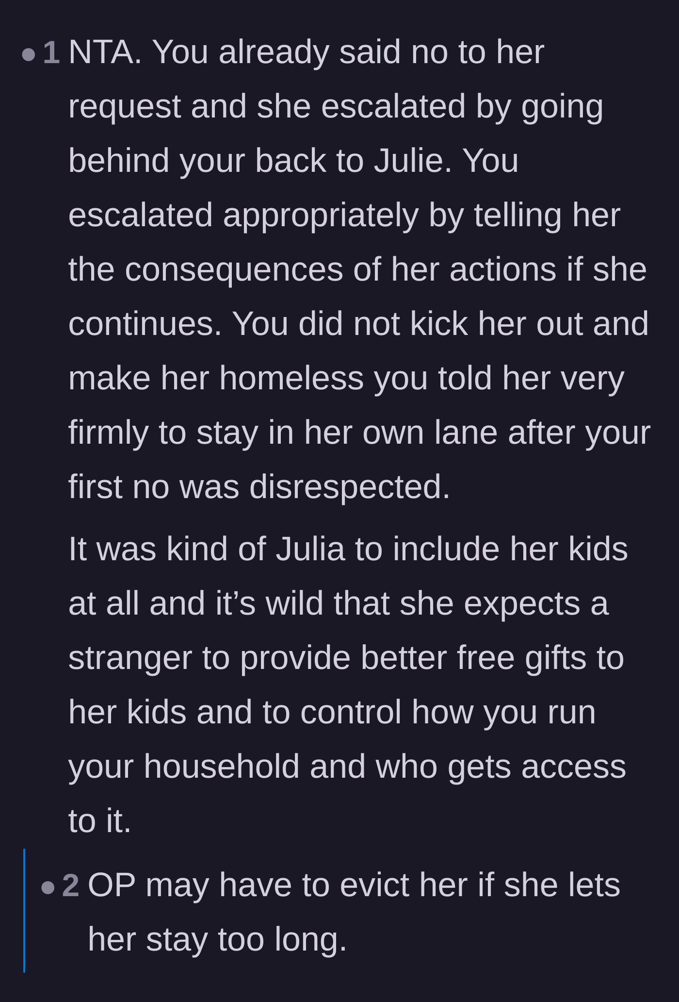 Comment thread pointing out that setting firm consequences for bad behavior isn't the same thing as making someone homeless.