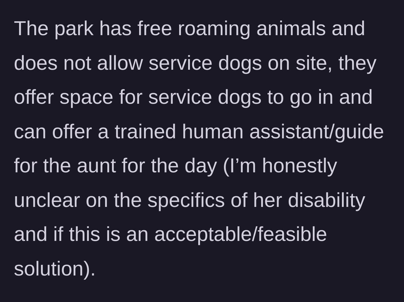 Story part 2 - A wildlife park sign politely explaining their animal safety rules regarding outside animals.