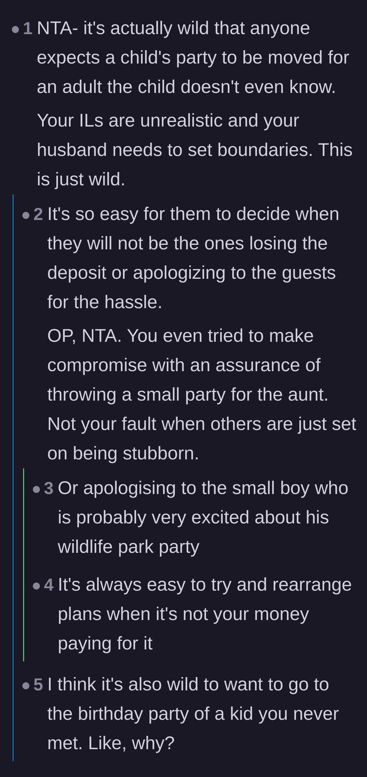 Comment thread debating the ridiculousness of changing a child's party for a stranger and correcting the child's gender