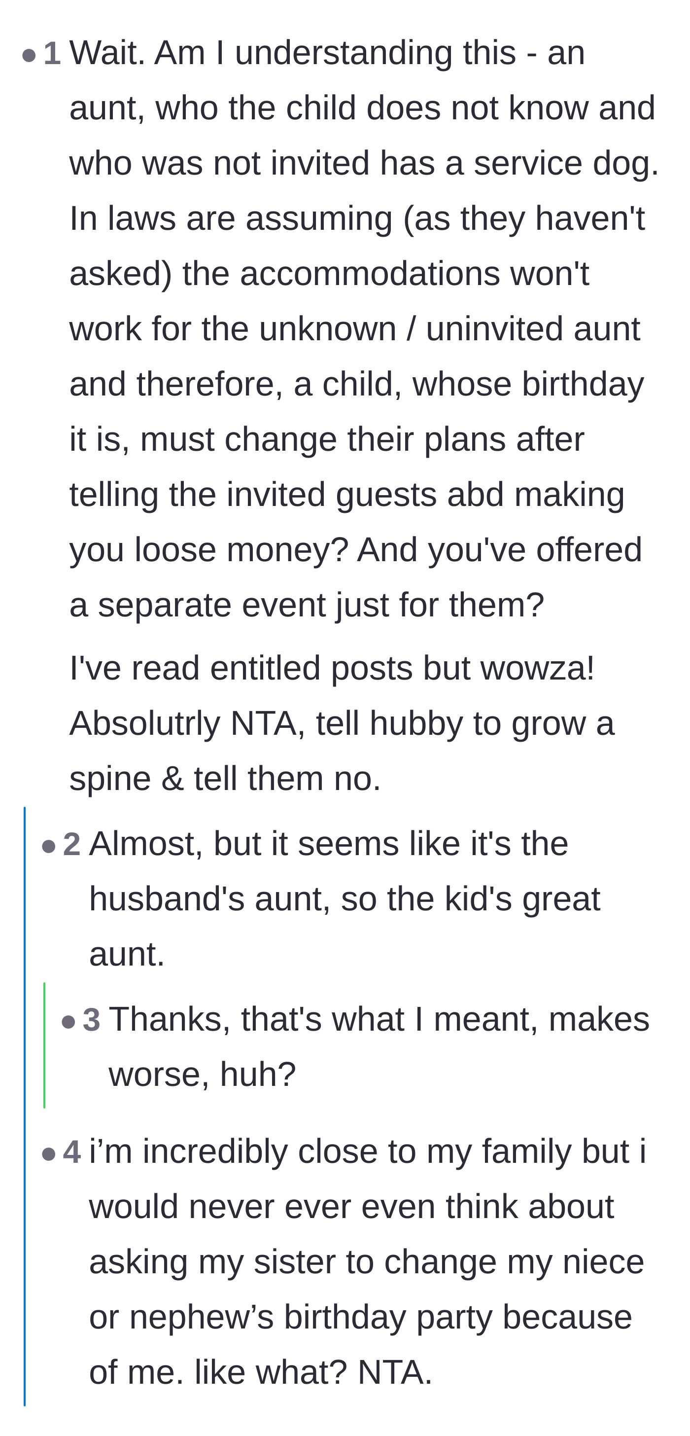 Comment thread breaking down the sheer absurdity of the in-laws' demands and telling the husband to grow a spine