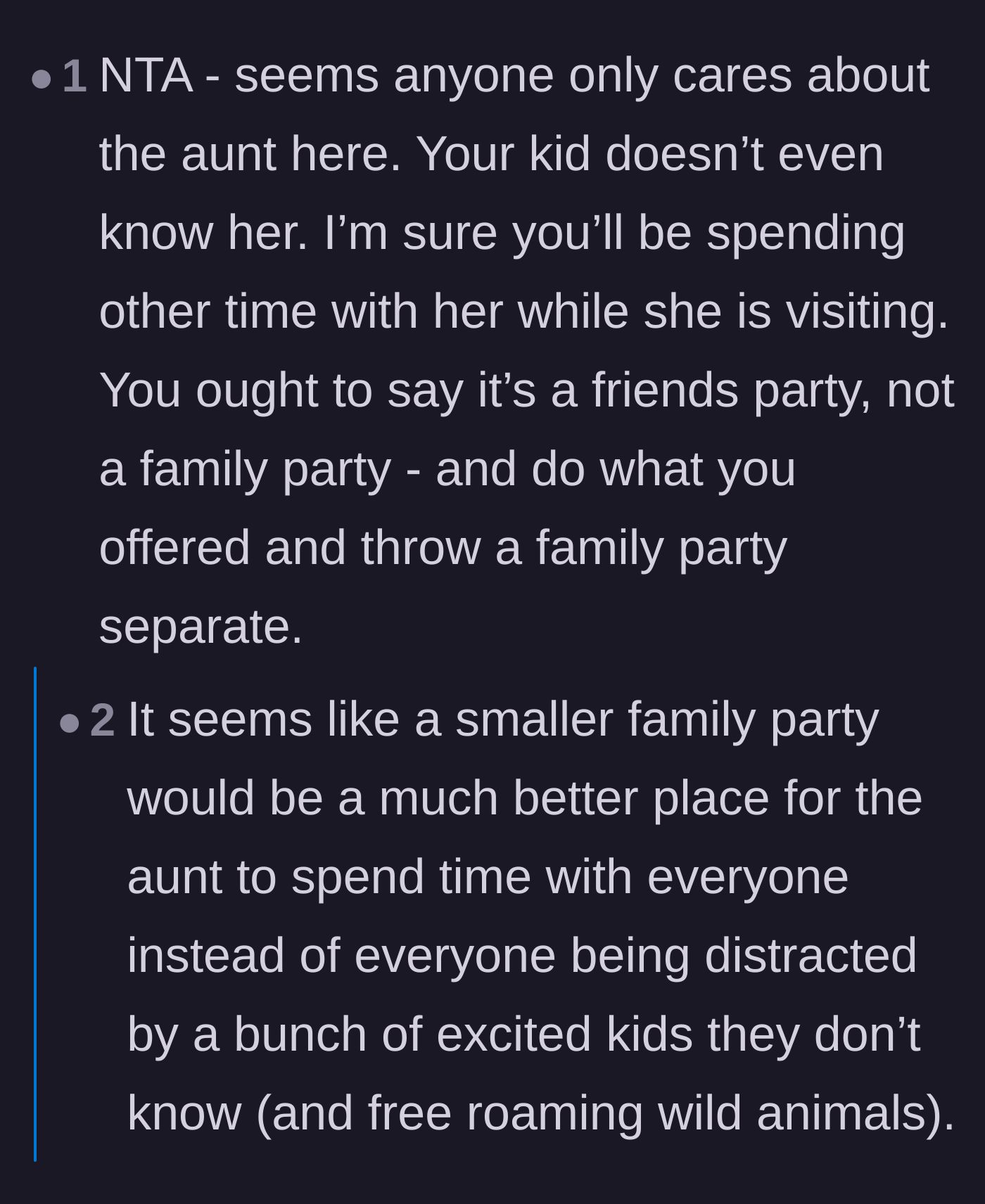 Comment thread suggesting making the zoo a friends-only party and having a quiet family gathering later