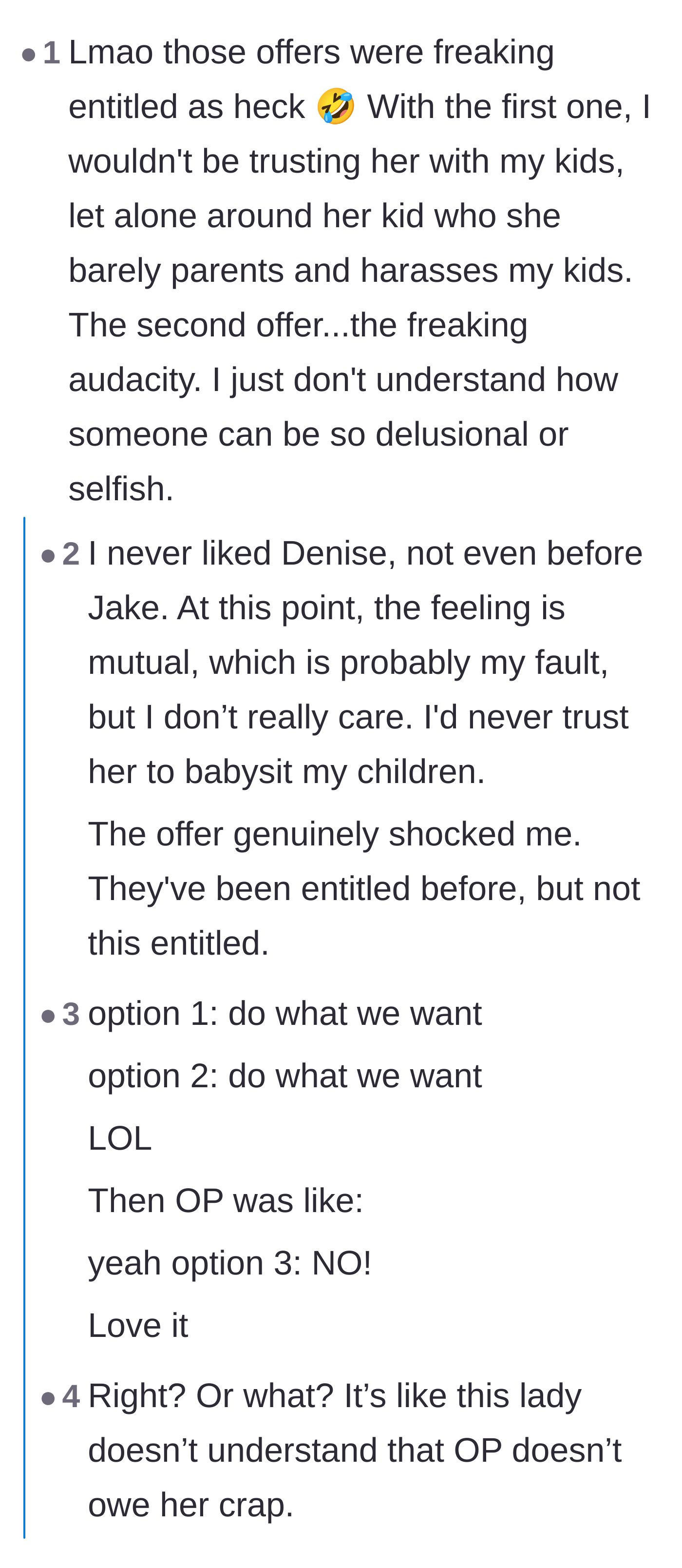 Comment thread 1 - Commenters express shock at the stepmom's audacity and horror at her toxic jealousy over the main character having a daughter.