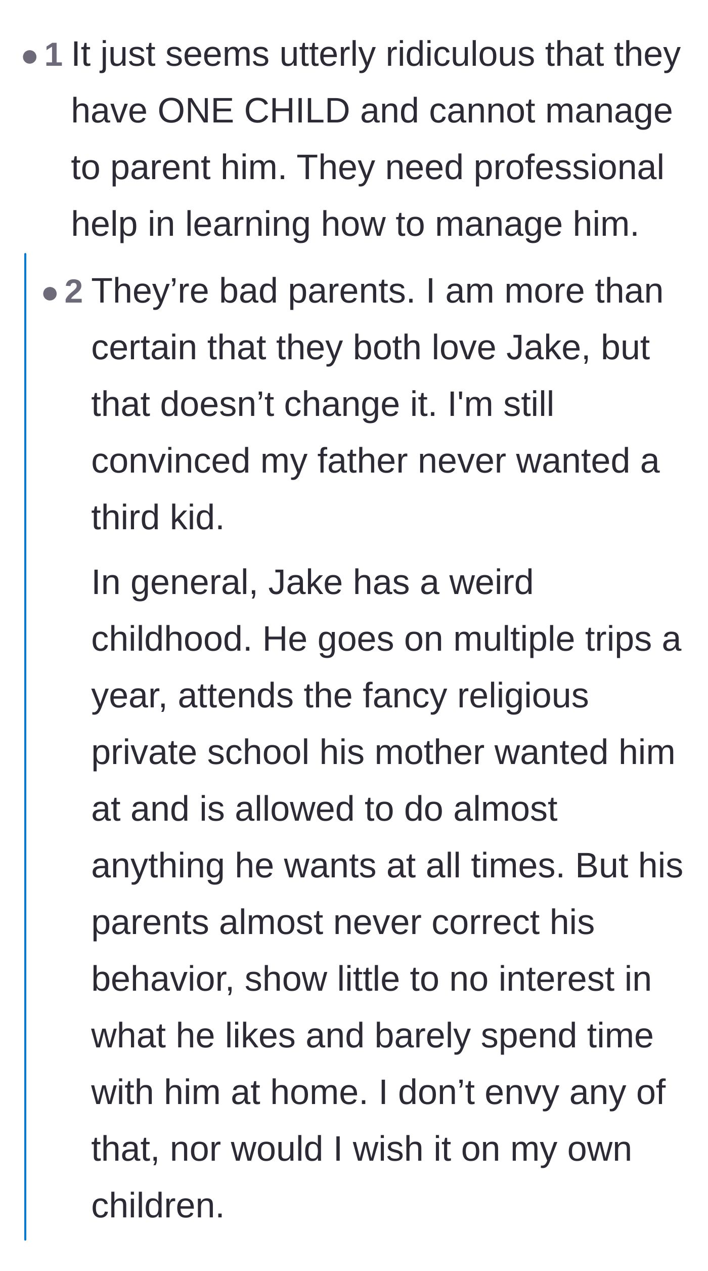 Comment thread 2 - A deep dive into how the dad and stepmom are setting their son up for failure by demanding a 'village' they never contributed to.