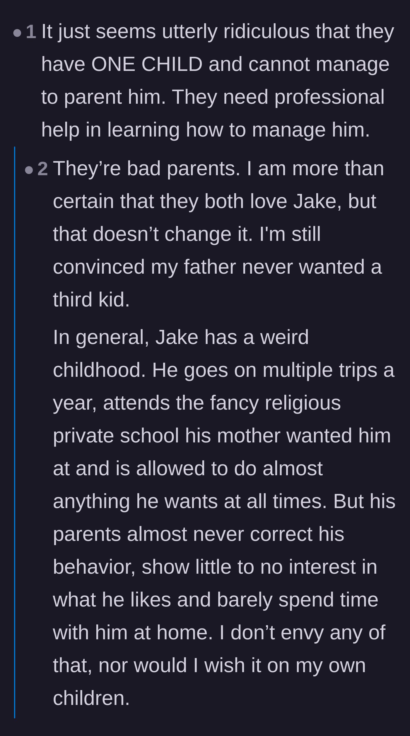 Comment thread 2 - A deep dive into how the dad and stepmom are setting their son up for failure by demanding a 'village' they never contributed to.