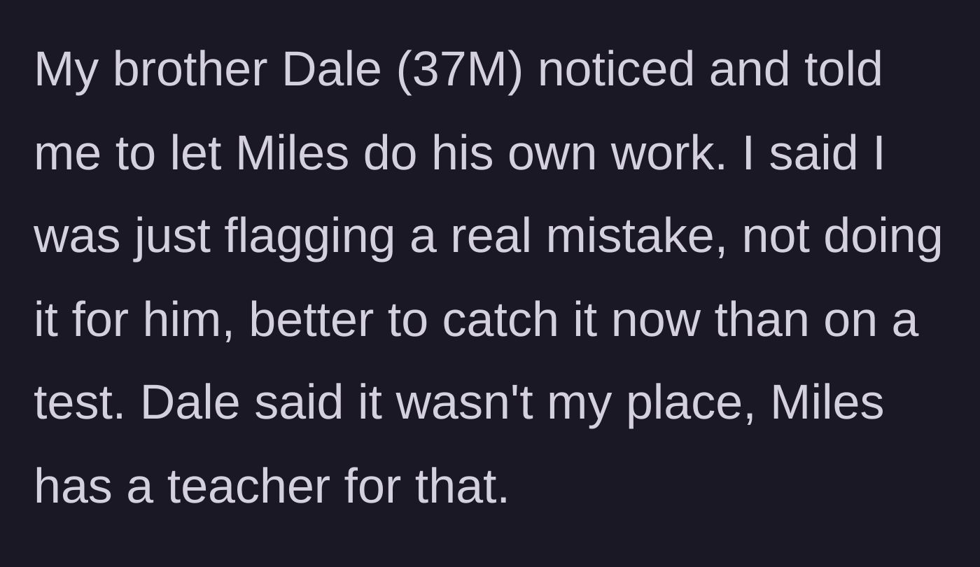 Story part 2 - The nephew's father, Dale, scolds the uncle, claiming it's not his place to teach the child.