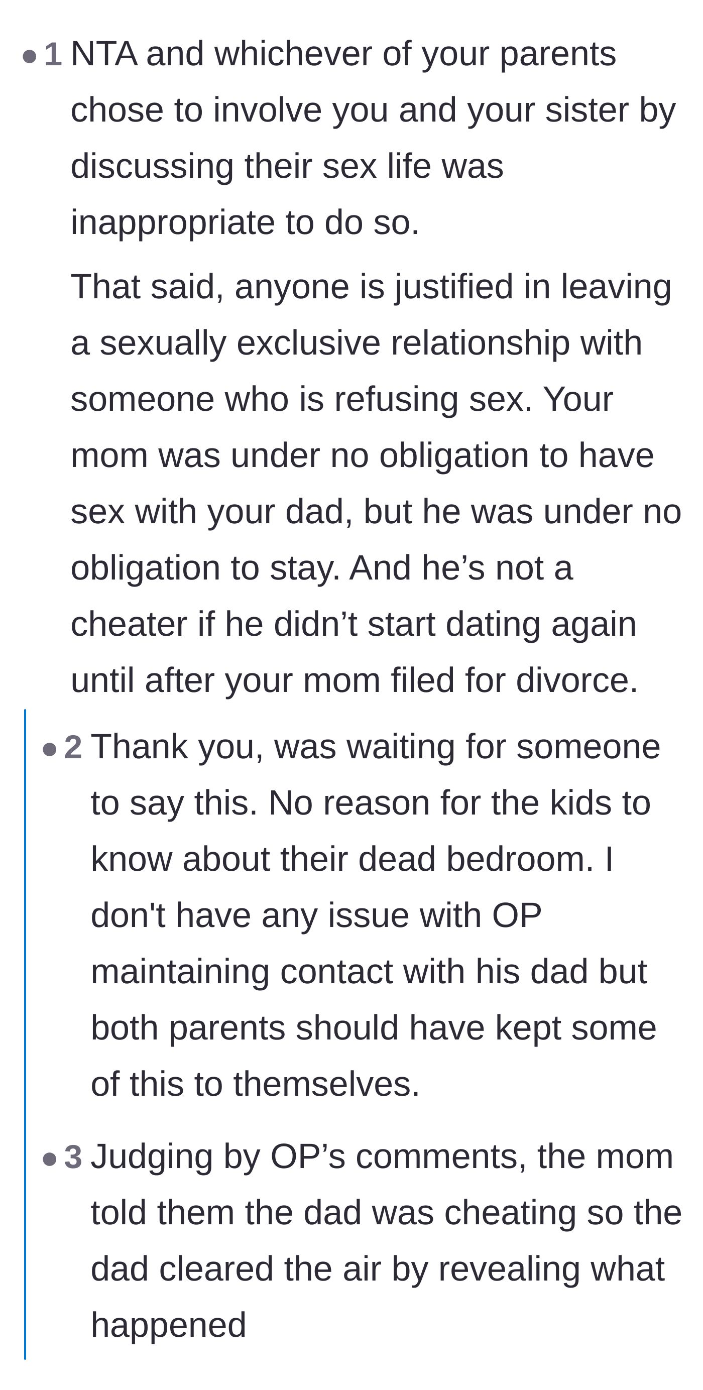 Comment thread 4 - Criticism of the parents for inappropriately sharing details of their sex life with their adult children.