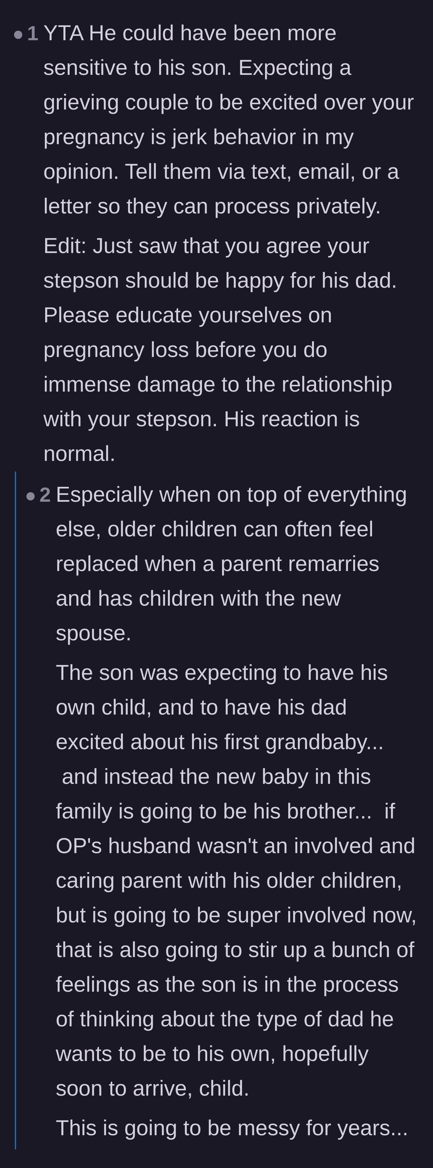 Comment thread 4 - Highlighting the irony of the father playing the victim after his son set a boundary.