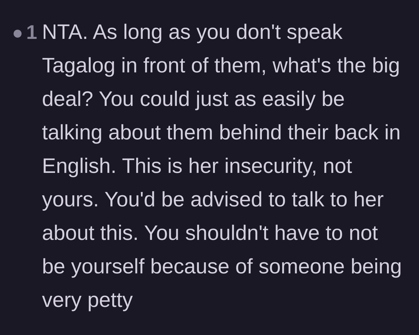 Comment thread 6 - Pointing out the flaw in Mia's logic since gossip can happen in any language