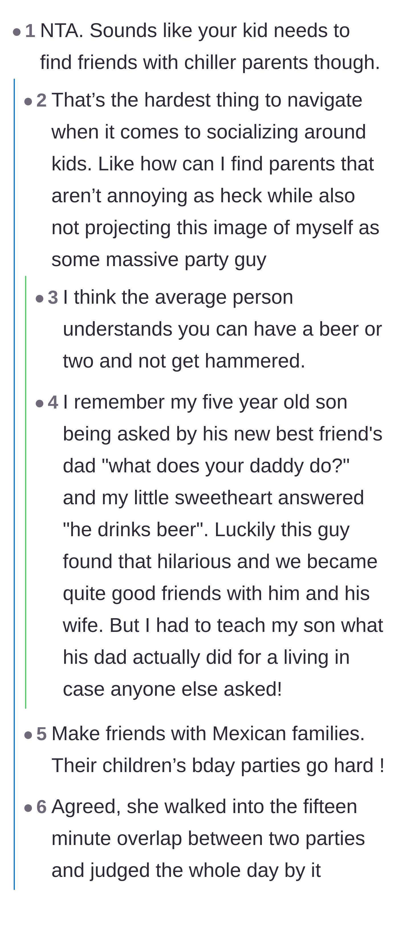 Comment thread 1 - A debate about how different cultures handle alcohol at family gatherings and the internet's obsession with calling everyone an alcoholic.