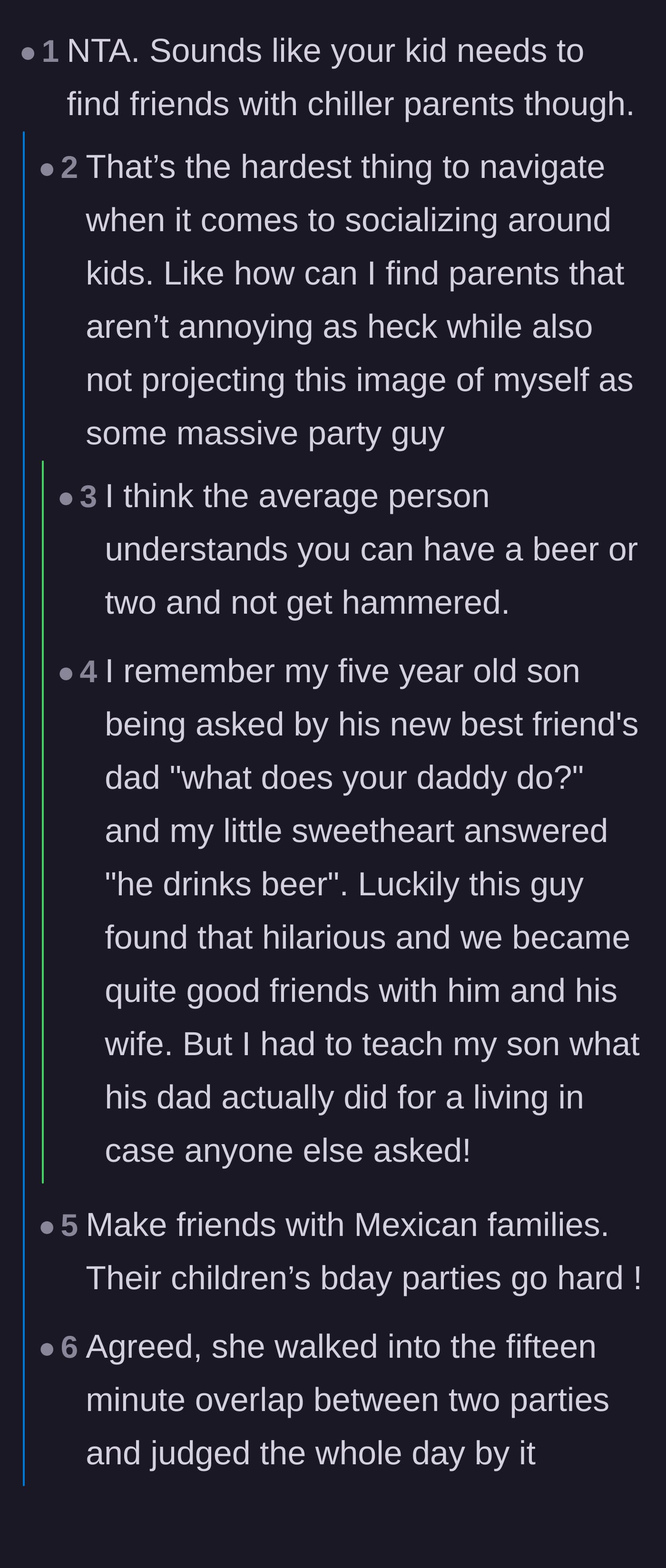 Comment thread 1 - A debate about how different cultures handle alcohol at family gatherings and the internet's obsession with calling everyone an alcoholic.