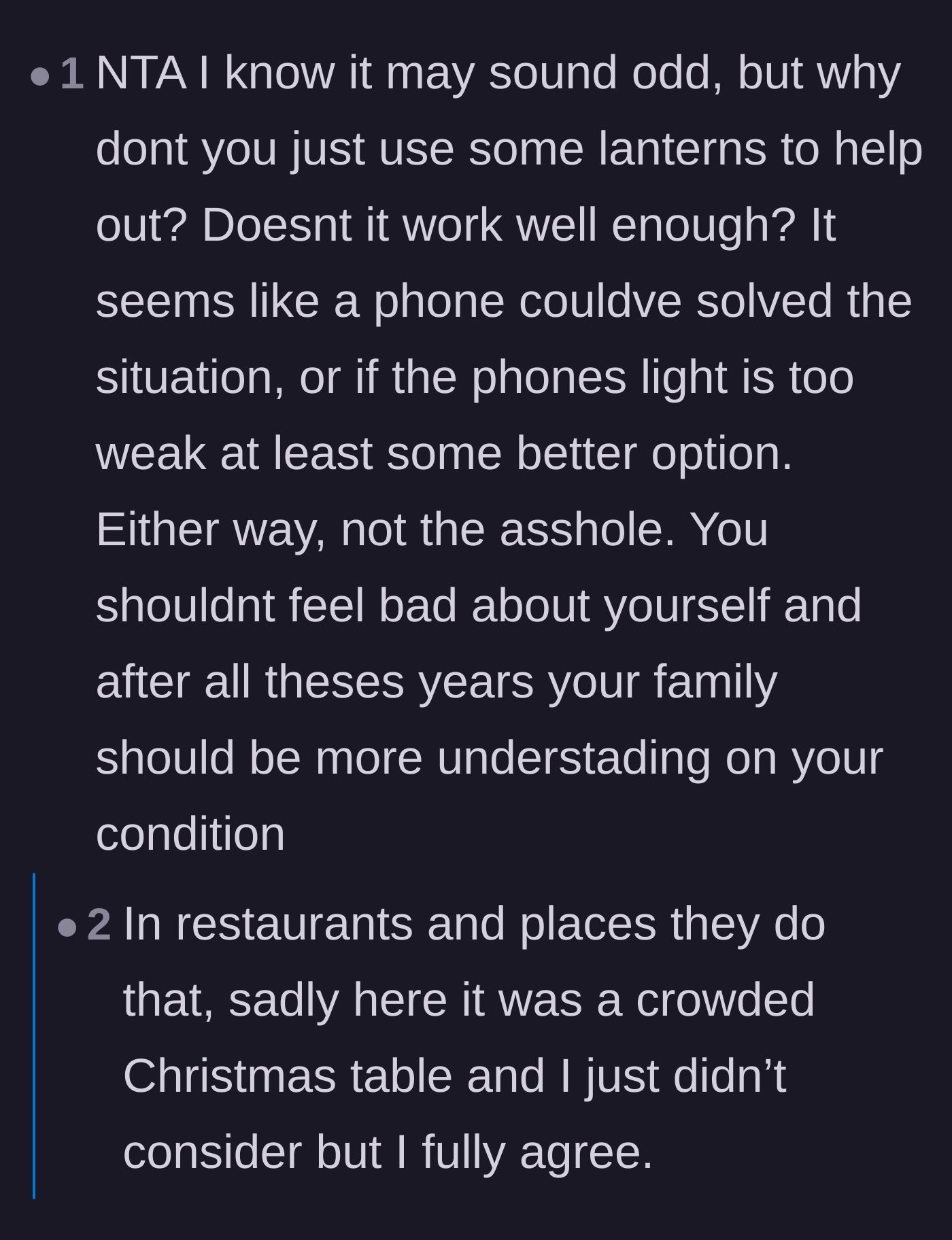 Comment thread 5 - A discussion on how families only remember the high-functioning days of a disability and use them to invalidate the bad days.