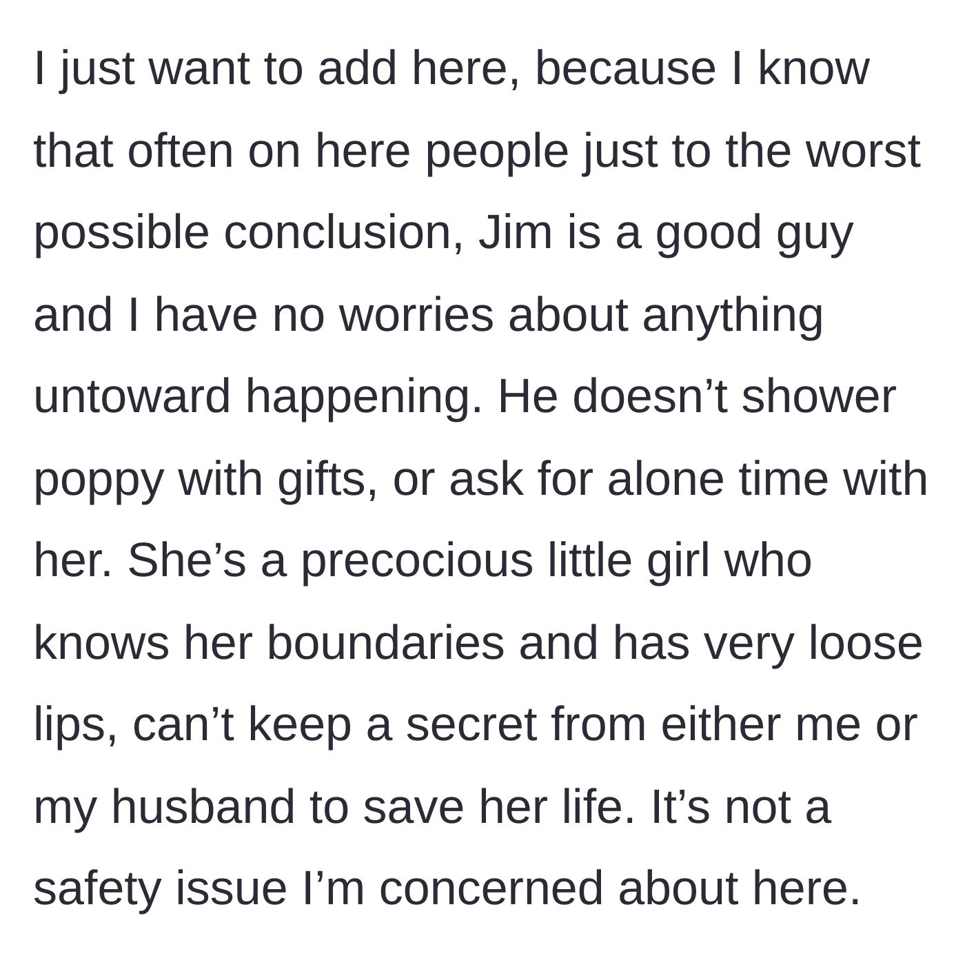 Story part 4 - Clarification that Jim's intentions are entirely safe and wholesome.