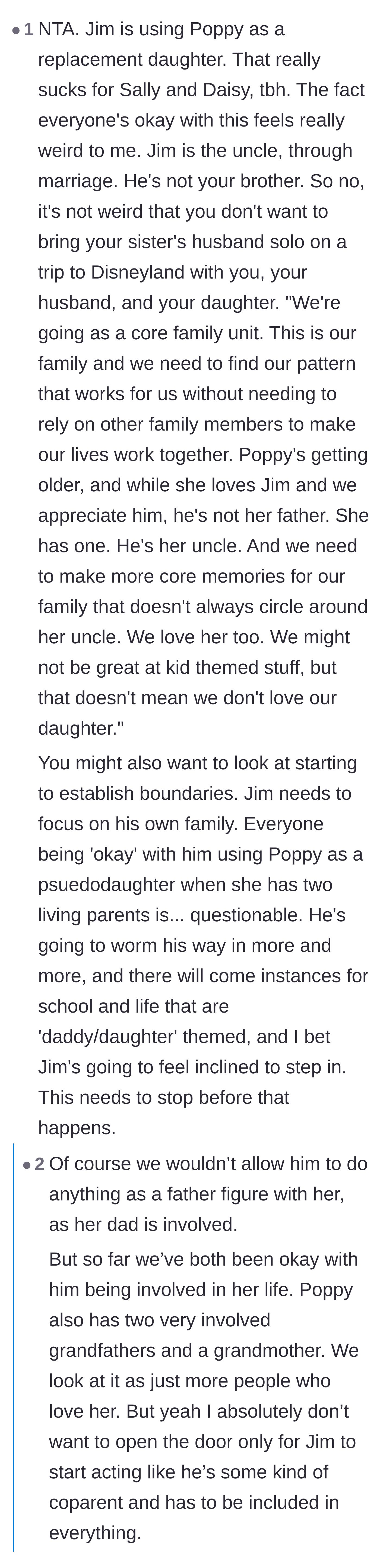 Comment thread 2 - A deep dive into the psychological dangers of Jim using his healthy niece as a do-over child.
