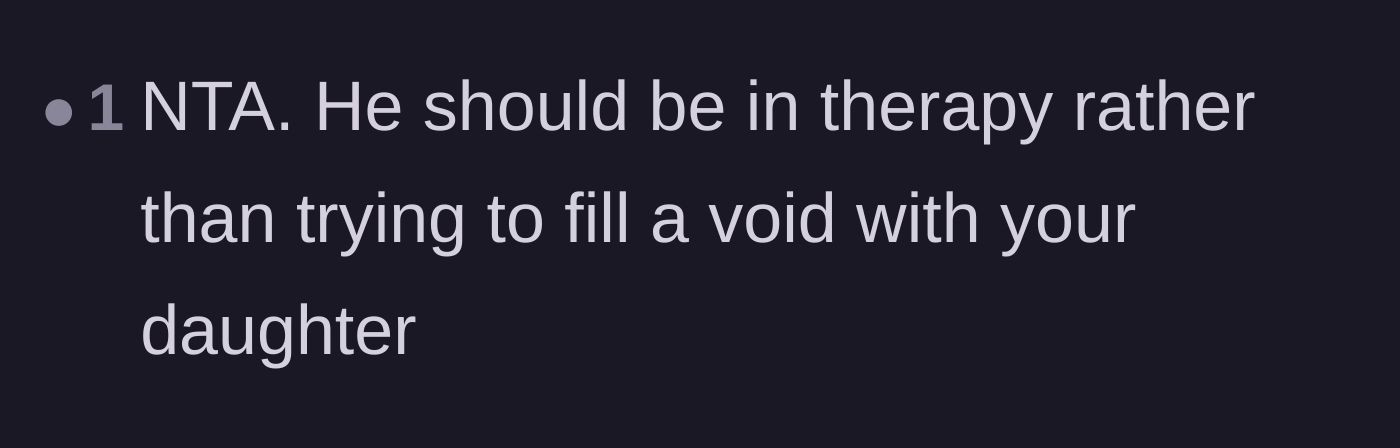Comment thread 6 - A blunt comment suggesting Jim needs professional therapy instead of using his niece to fill the void in his life.