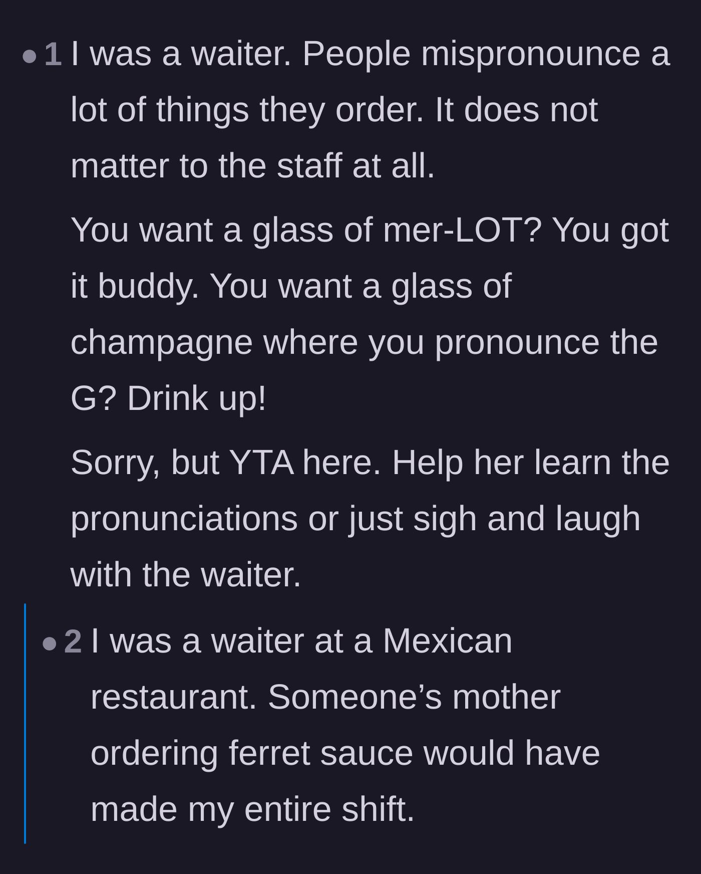 Comment thread 4 - Former restaurant servers sharing how much kitchen staff would love the joke and not mind the mistake