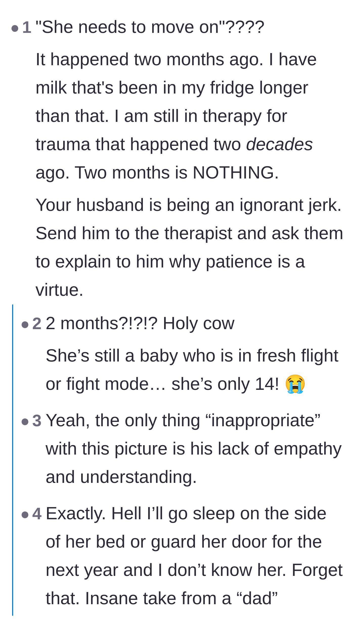Comment thread 5 - Readers expressing outrage over the father's impatience, paired with touching stories of what truly supportive parenting looks like.
